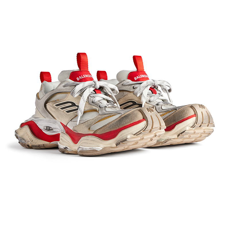 Ba*len*cia*ga cargo sneaker in beige, grey and red