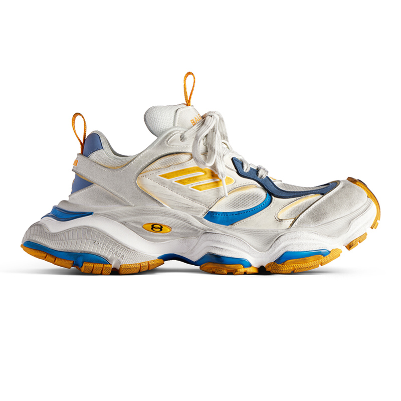 Ba*len*cia*ga cargo sneaker in white, grey, orange and blue