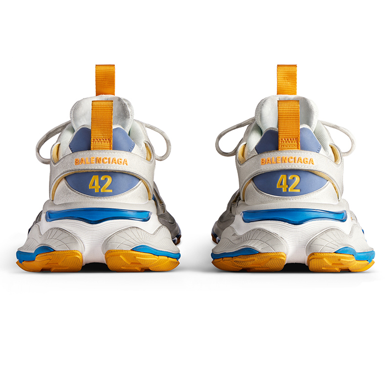 Ba*len*cia*ga cargo sneaker in white, grey, orange and blue