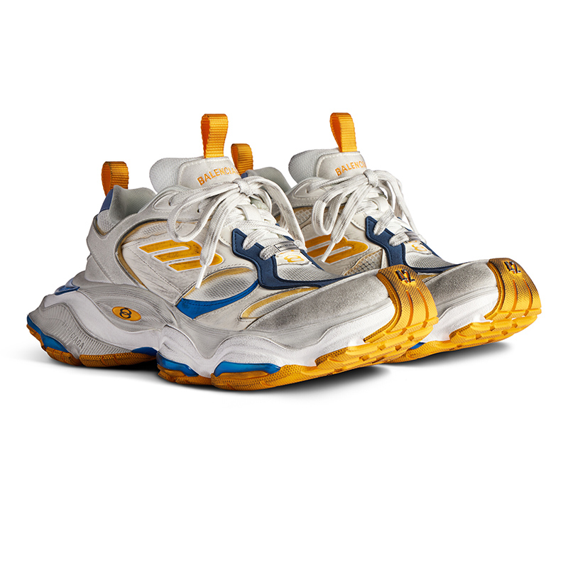 Ba*len*cia*ga cargo sneaker in white, grey, orange and blue