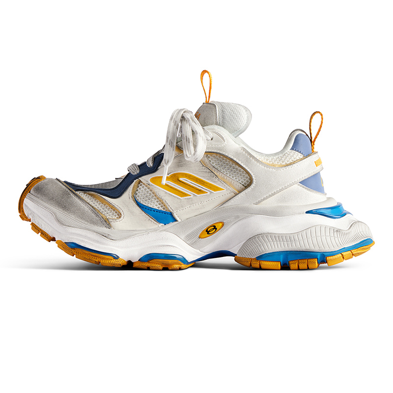 Ba*len*cia*ga cargo sneaker in white, grey, orange and blue