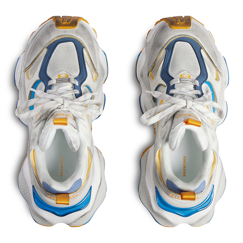 Ba*len*cia*ga cargo sneaker in white, grey, orange and blue