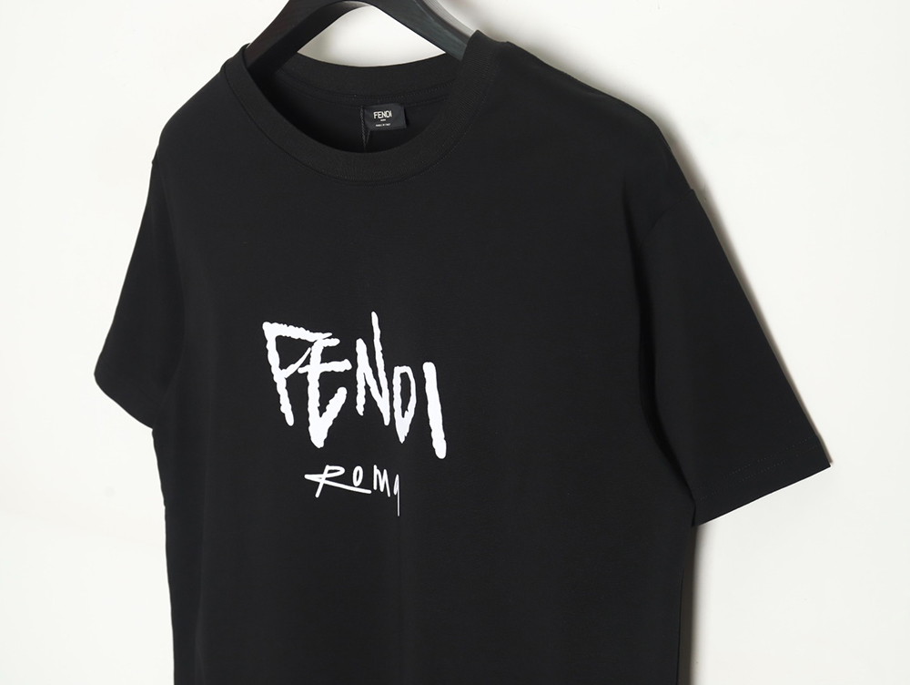 F**di 24ss cursive letter flocking print short sleeve