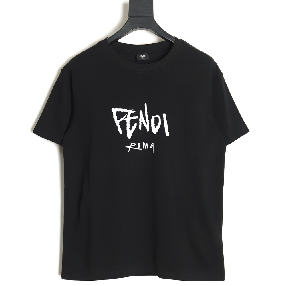 F**di 24ss cursive letter flocking print short sleeve