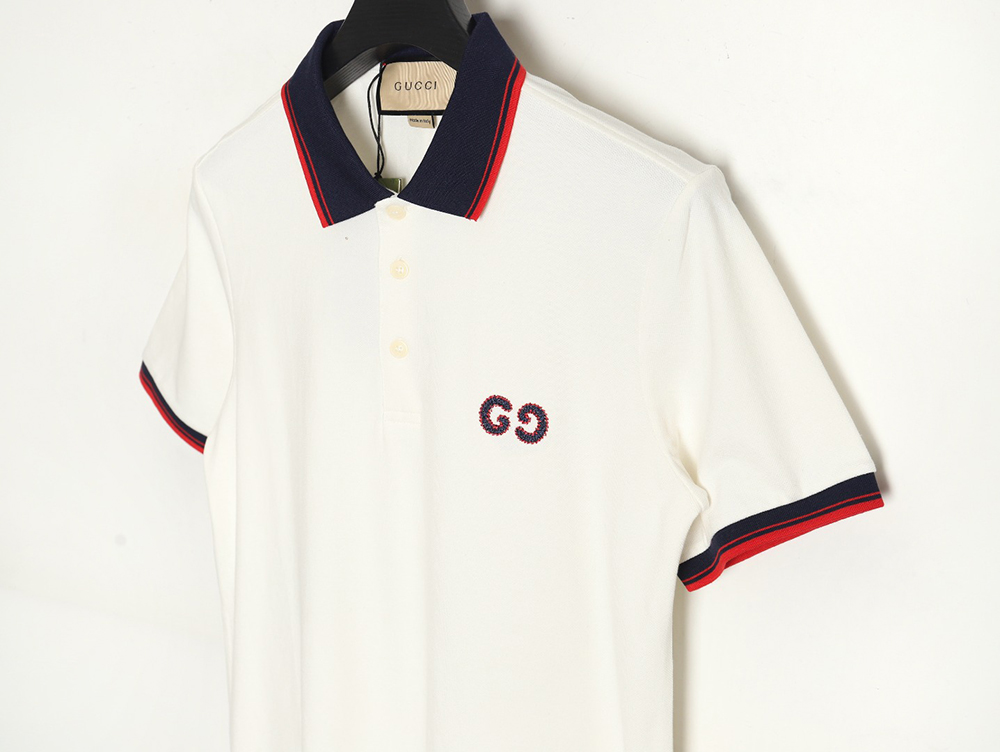G*u*i double g classic black and red striped polo short sleeve