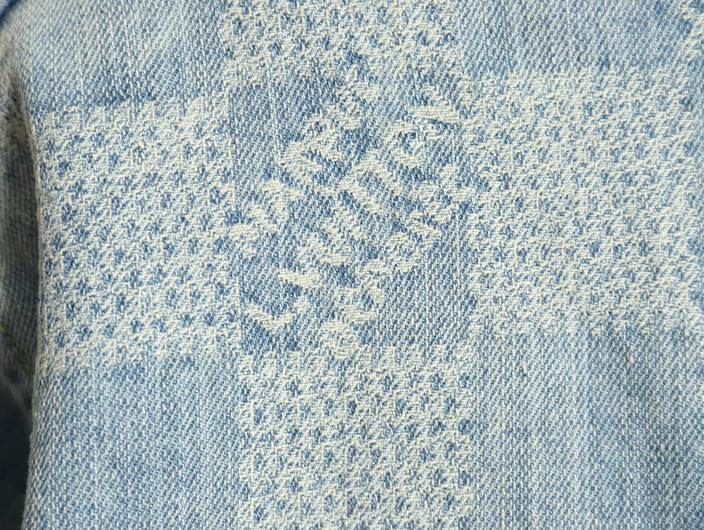 l0*is V*t0n 24ss checkerboard collarless denim shirt jacket