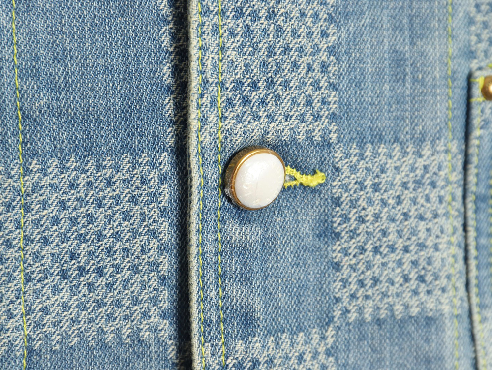 l0*is V*t0n 24ss checkerboard collarless denim shirt jacket