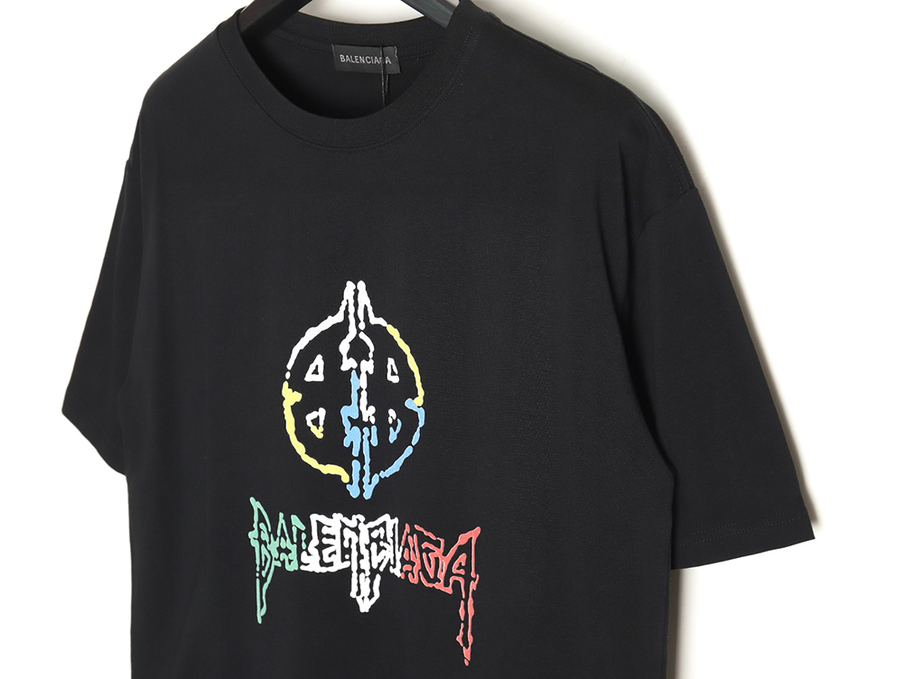 Ba*len*cia*ga 24ss new color label round neck short sleeve t-shirt tsk1
