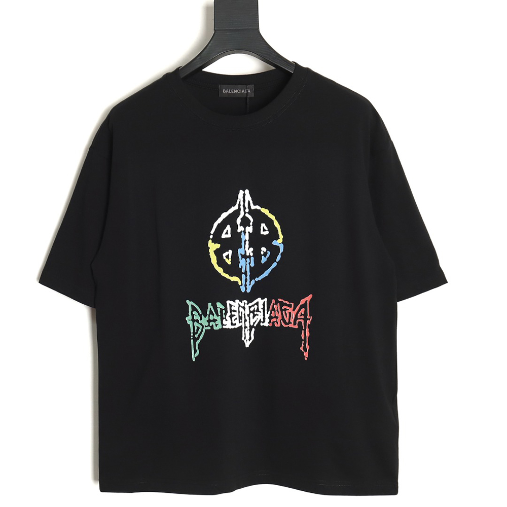 Ba*len*cia*ga 24ss new color label round neck short sleeve t-shirt tsk1