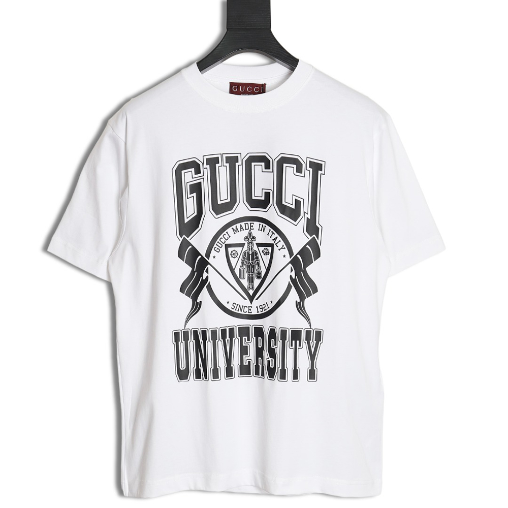 G*u*i university crest printed round neck short sleeve t-shirt