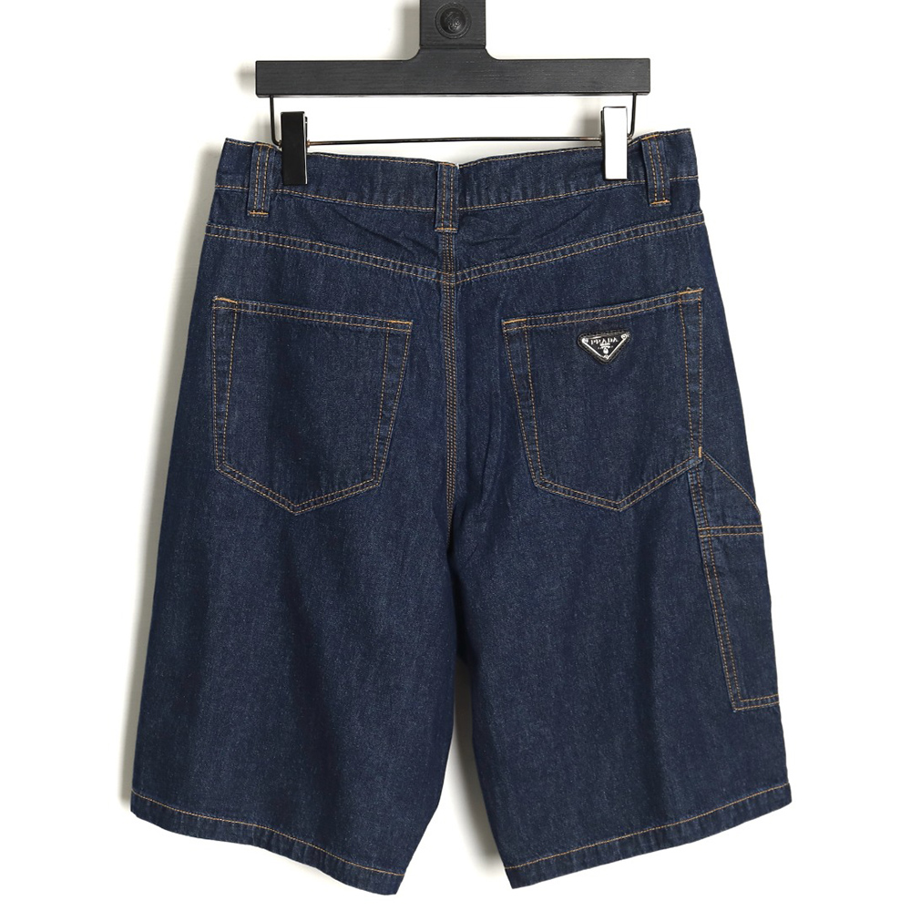 Pra*a denim shorts with triangle logo