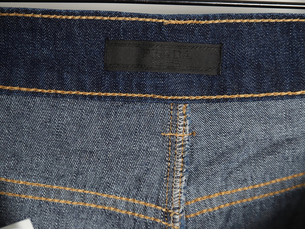 Pra*a denim shorts with triangle logo