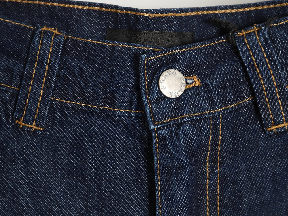 Pra*a denim shorts with triangle logo