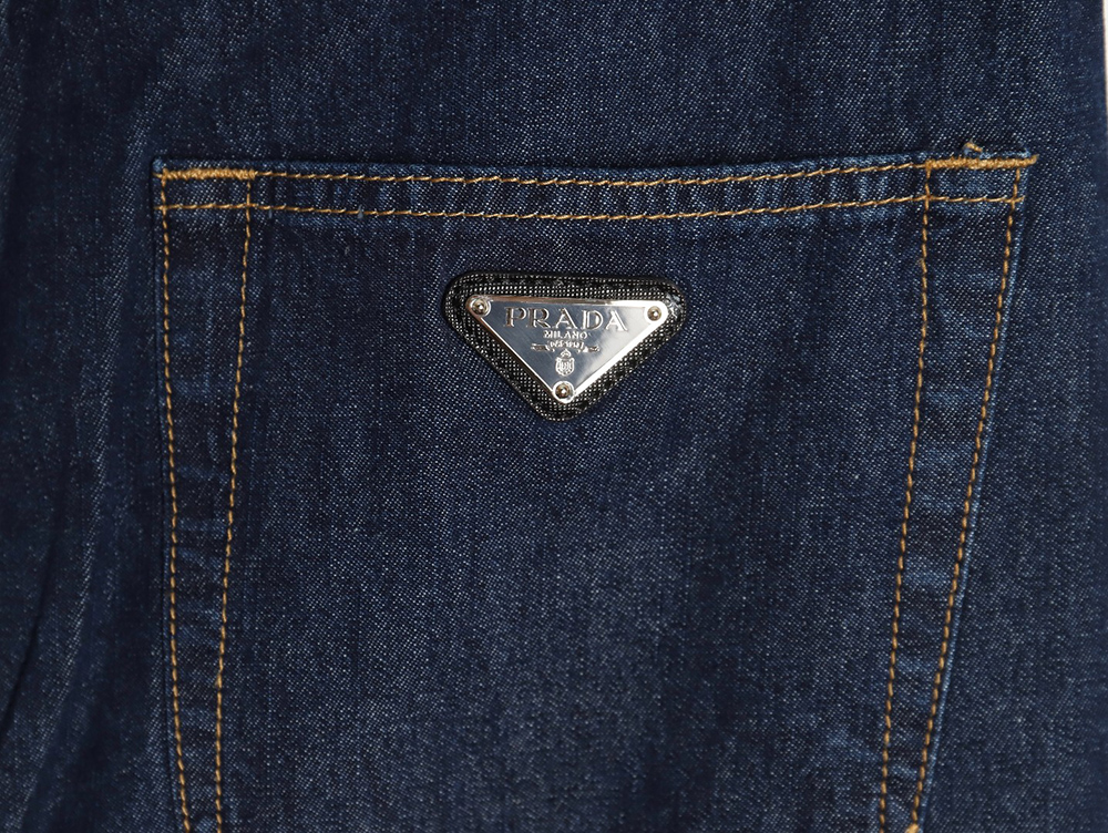 Pra*a denim shorts with triangle logo