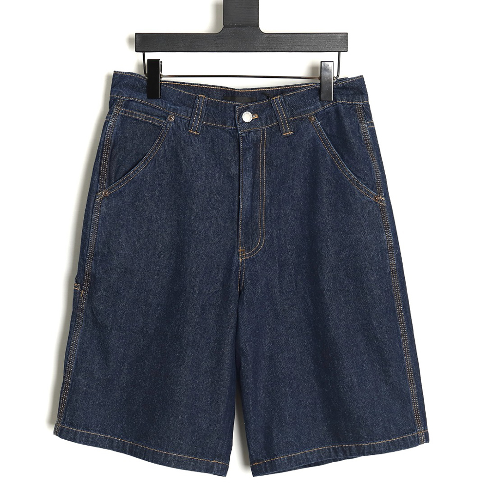 Pra*a denim shorts with triangle logo