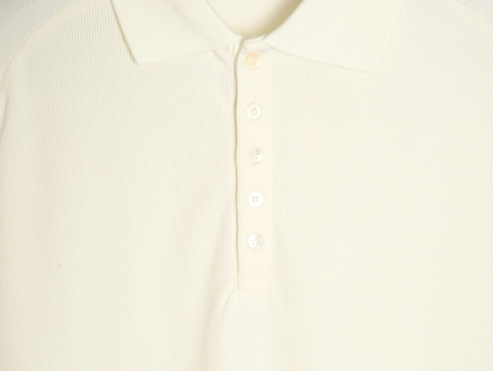 Thom Browne Water Ripple Four-Bar Pressed Leather Short-Sleeved POLO Shirt