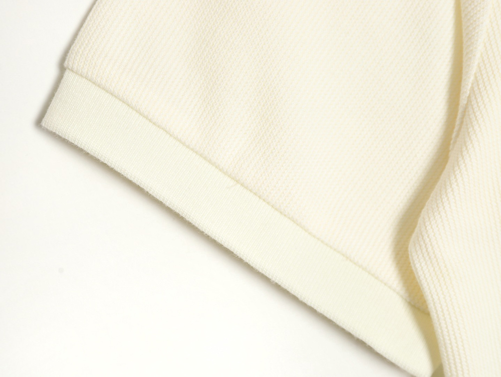 Thom Browne Water Ripple Four-Bar Pressed Leather Short-Sleeved POLO Shirt