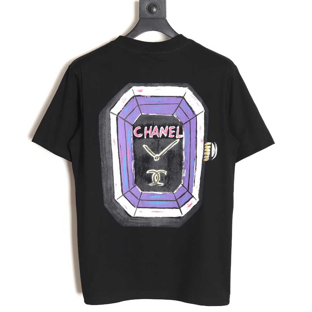 Ch*el hand-painted watch dial graffiti short-sleeved t-shirt tsk1