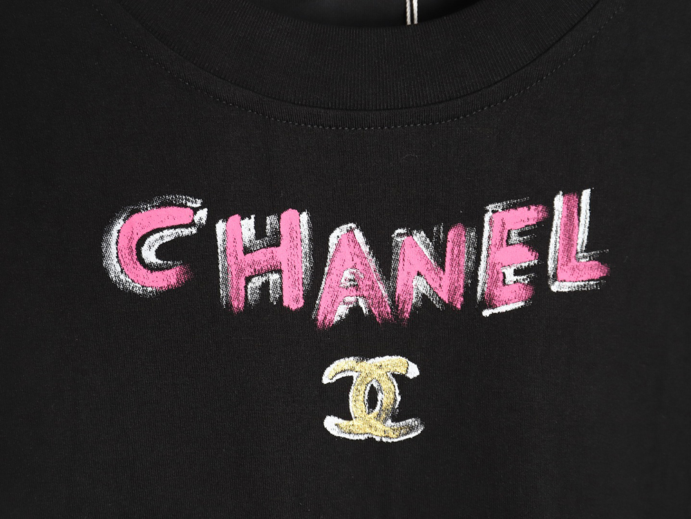 Ch*el hand-painted watch dial graffiti short-sleeved t-shirt tsk1