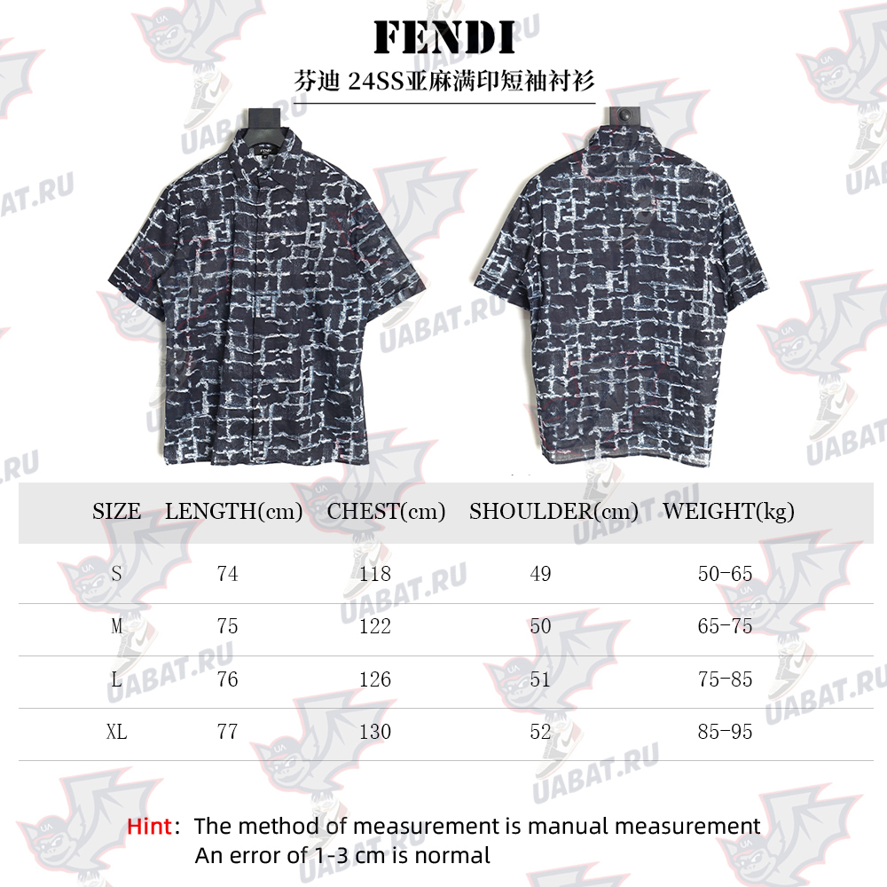 F**di 24ss linen full print short-sleeved shirt