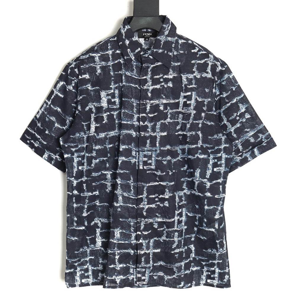 F**di 24ss linen full print short-sleeved shirt