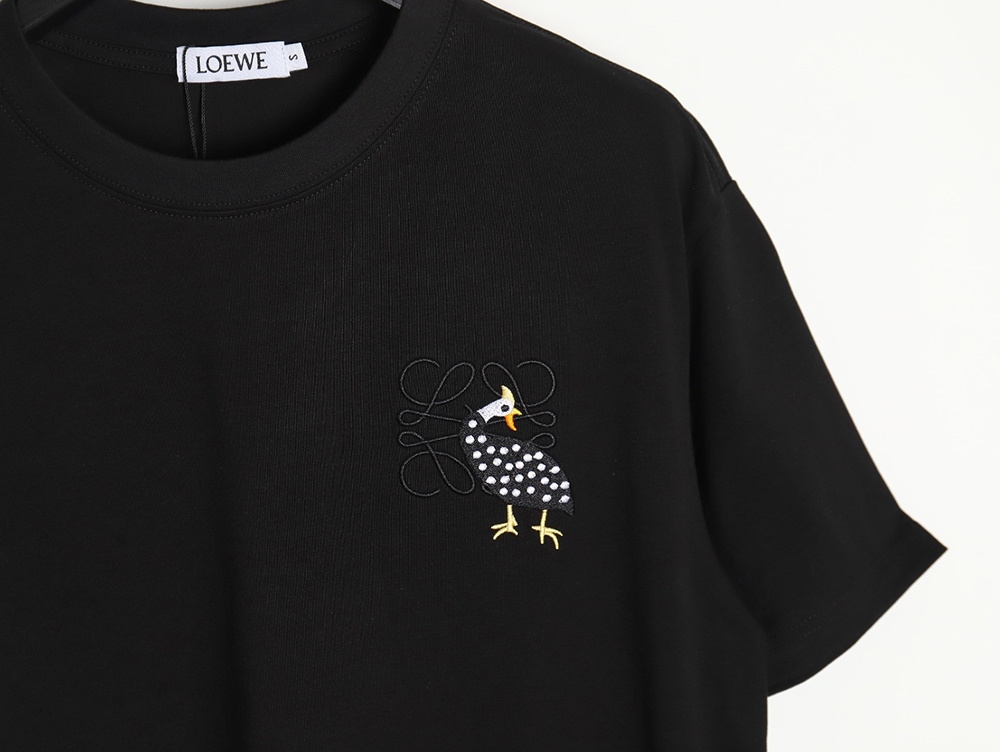 L0ew* exclusive guinea fowl embroidered short sleeves