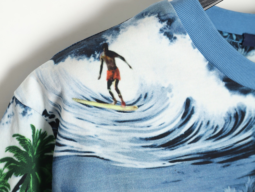 l0*is V*t0n 24ss wave print short sleeve t-shirt