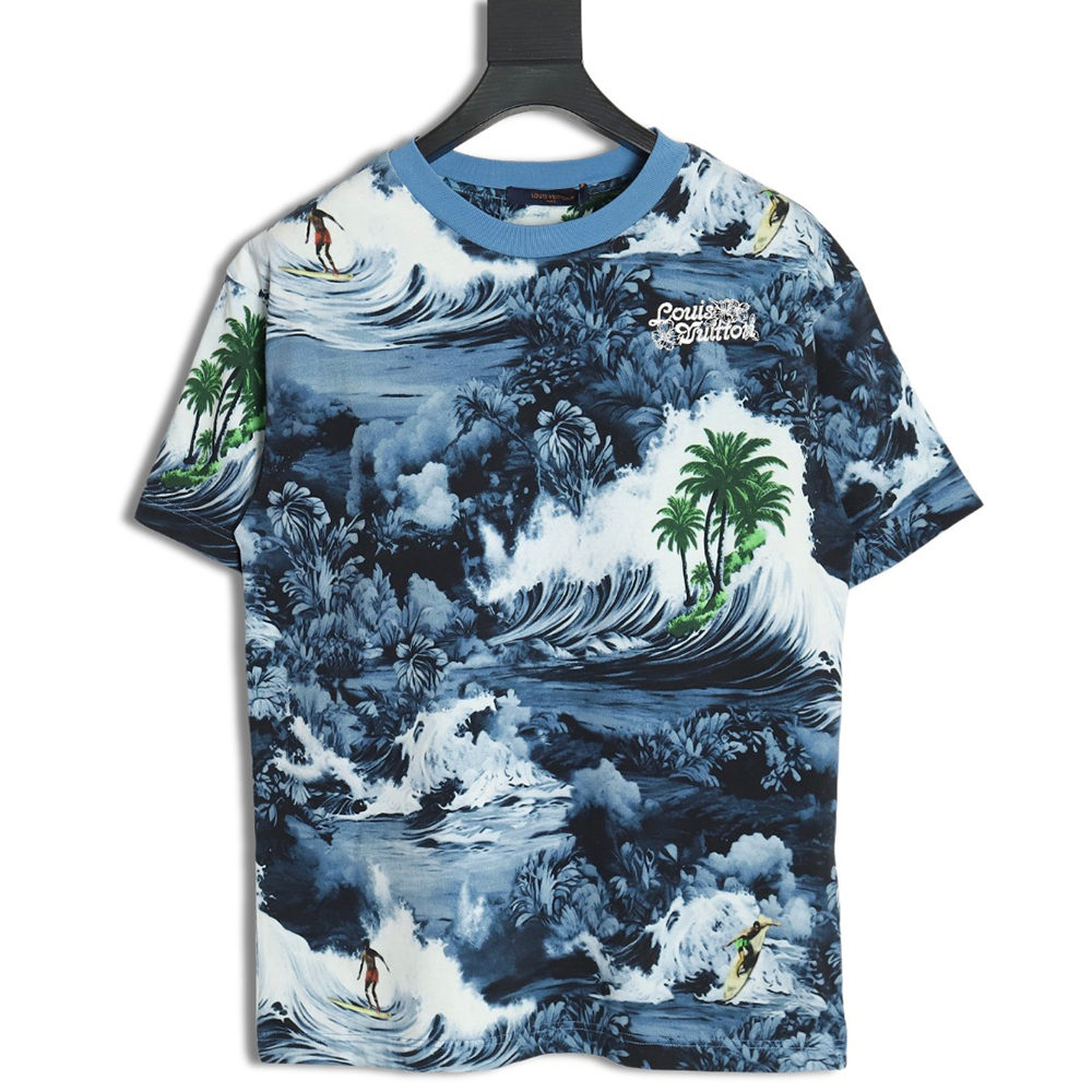 l0*is V*t0n 24ss wave print short sleeve t-shirt