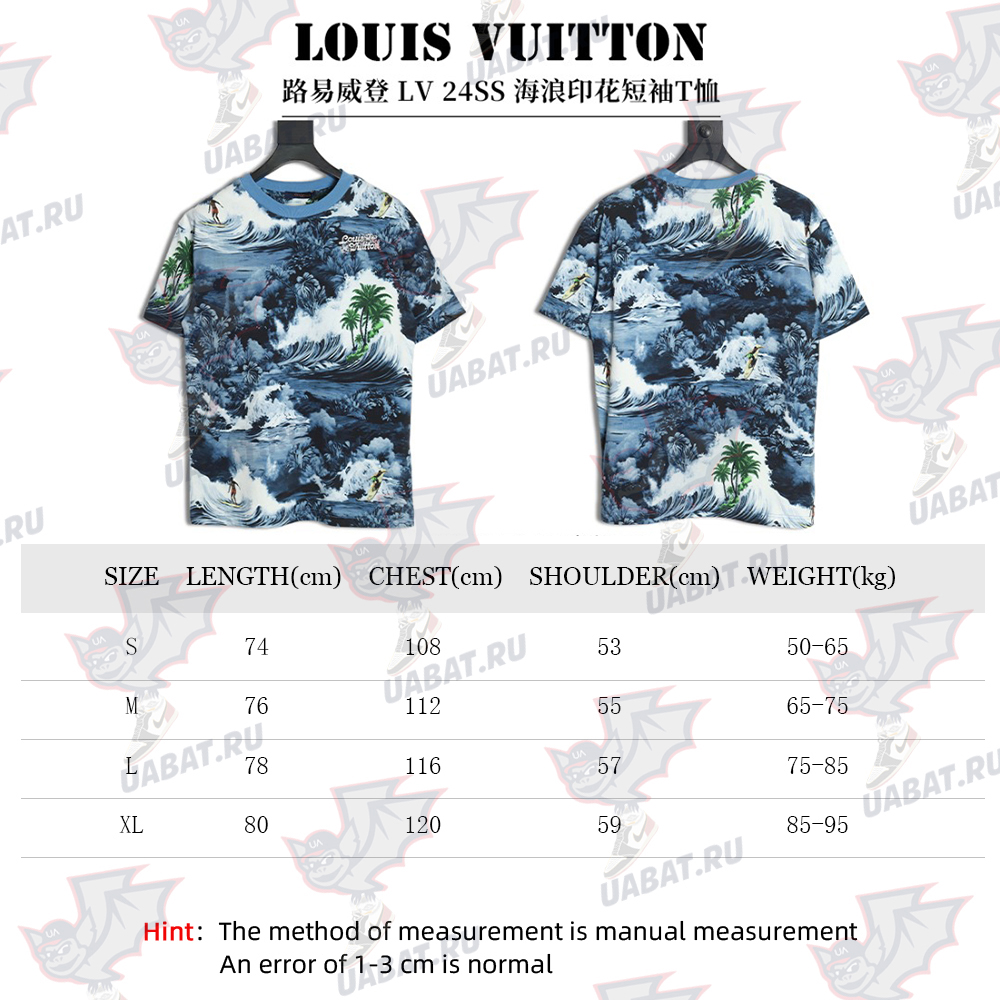 l0*is V*t0n 24ss wave print short sleeve t-shirt