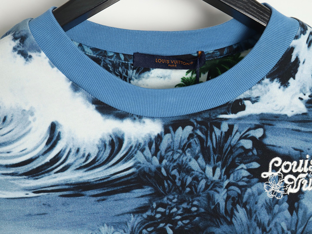 l0*is V*t0n 24ss wave print short sleeve t-shirt