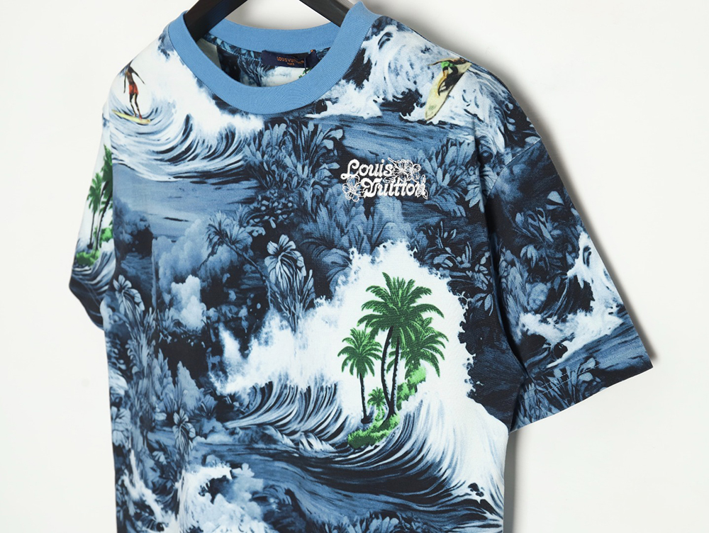 l0*is V*t0n 24ss wave print short sleeve t-shirt