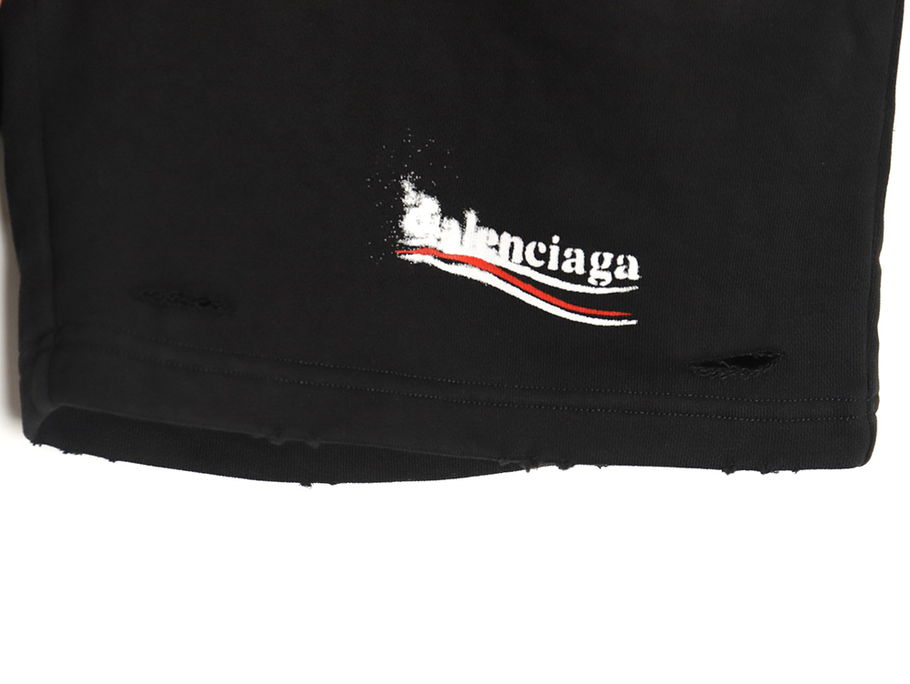 Ba*len*cia*ga 24ss fuzzy cola print ripped shorts