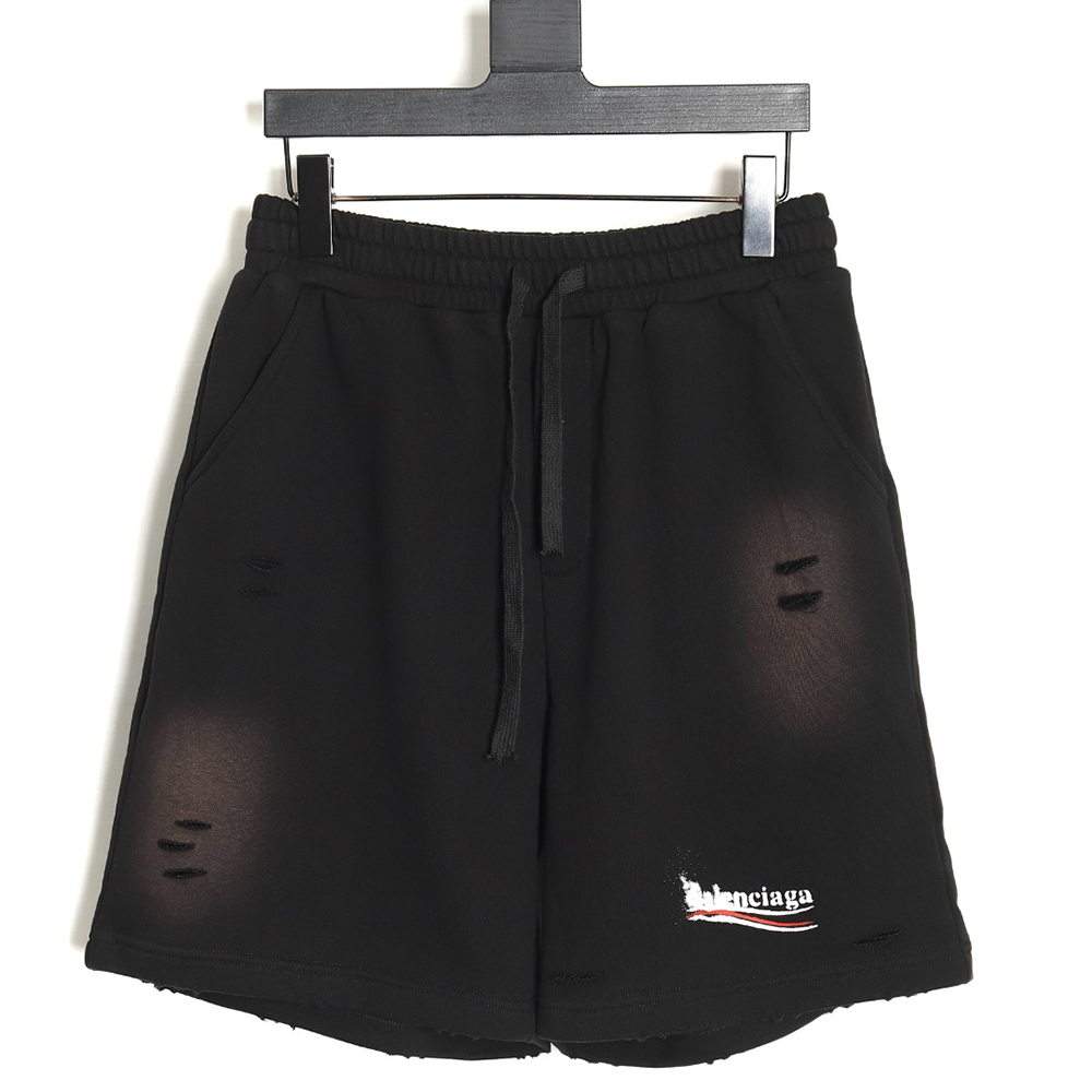 Ba*len*cia*ga 24ss fuzzy cola print ripped shorts