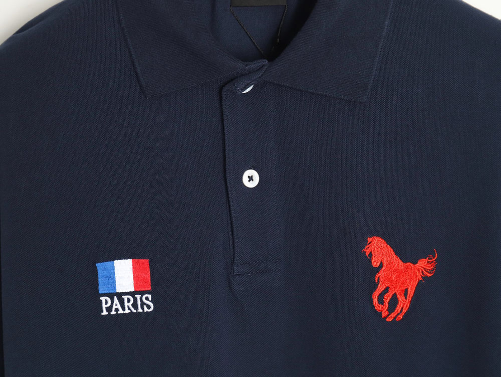 Ba*len*cia*ga 24ss horse embroidered silhouette polo short sleeve