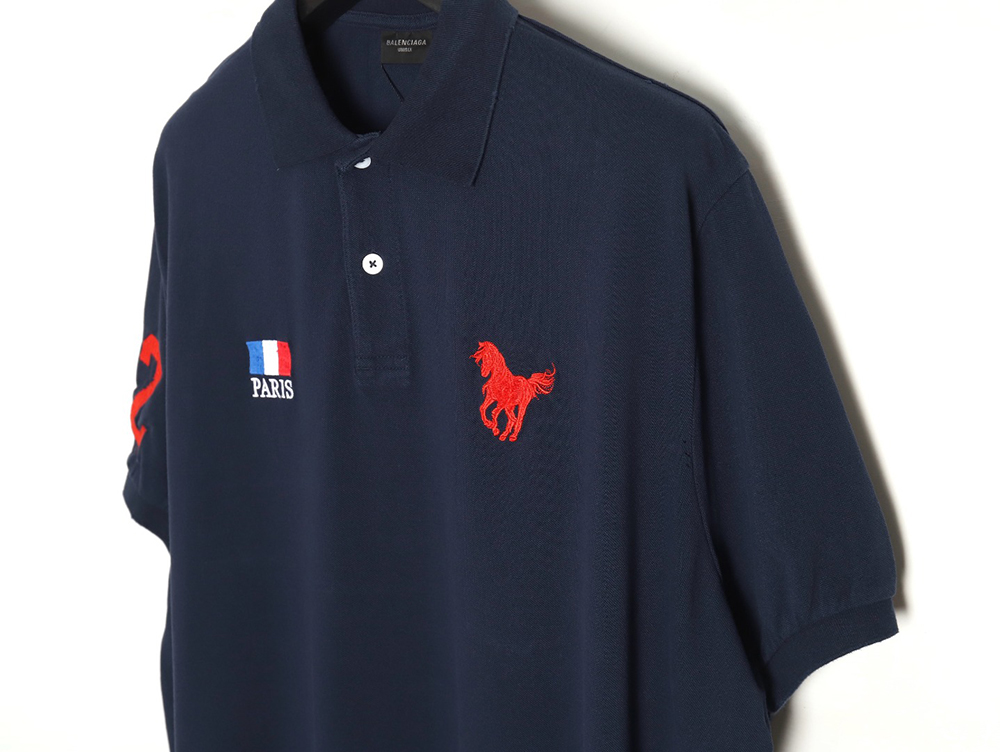 Ba*len*cia*ga 24ss horse embroidered silhouette polo short sleeve