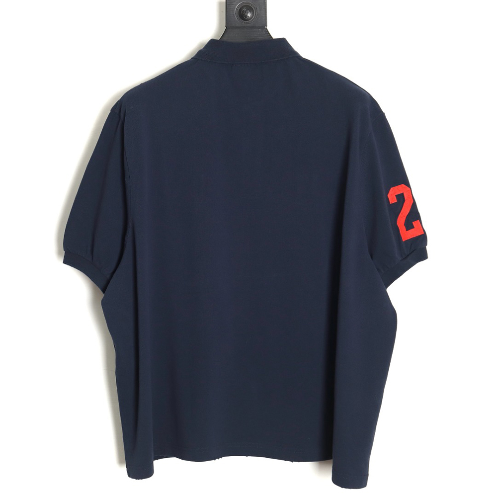 Ba*len*cia*ga 24ss horse embroidered silhouette polo short sleeve