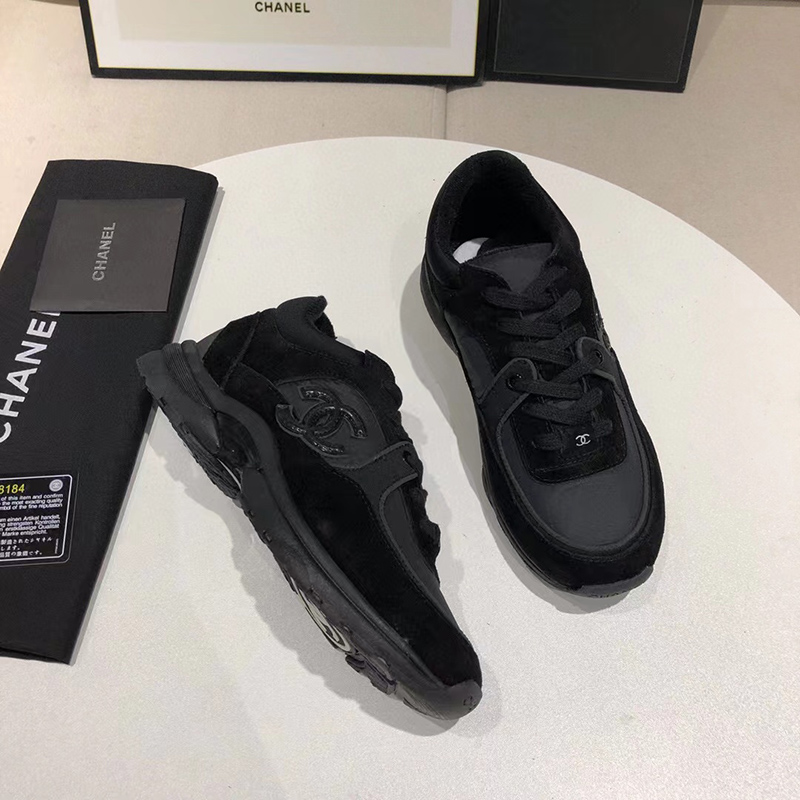 Ch*el low top trainer cc triple black suede