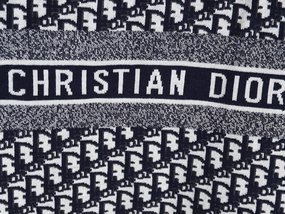 D*or 23fw oblique jacquard cashmere reversible crew neck sweater