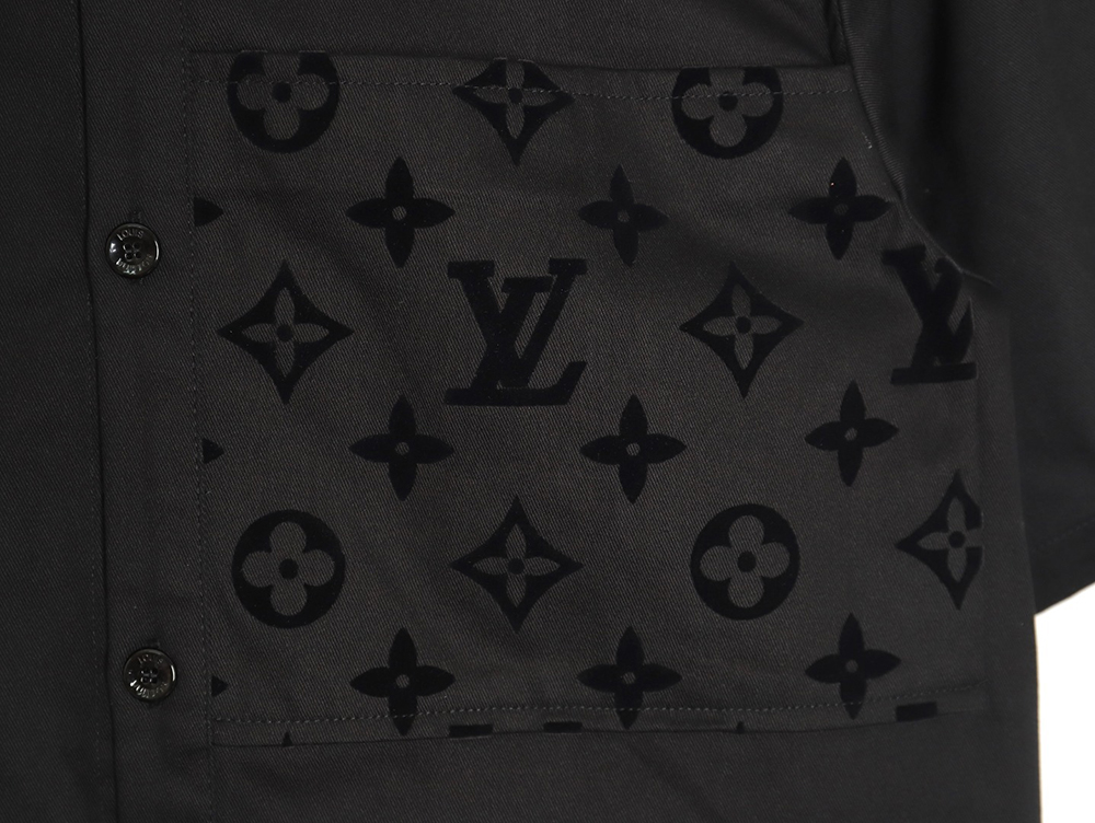 l0*is V*t0n preco drofw old flower flocking stitching short-sleeved shirt