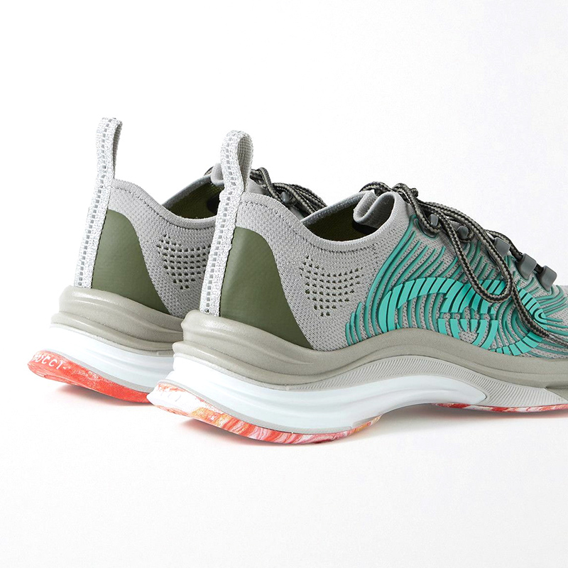 G*u*i run rubber trimmed mesh sneakers gray