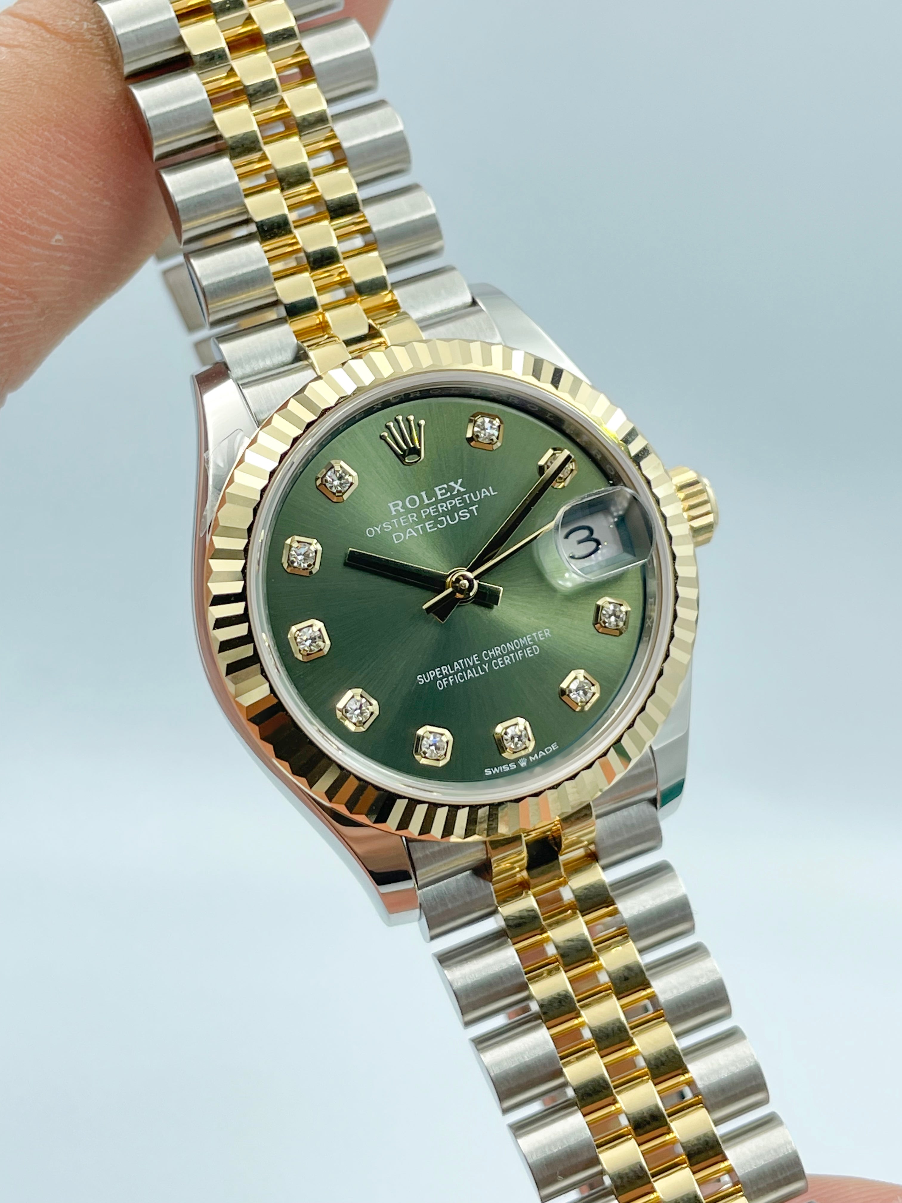 datejust 31mm green 10 Di*m*nd steel rolesor jubilee 278273