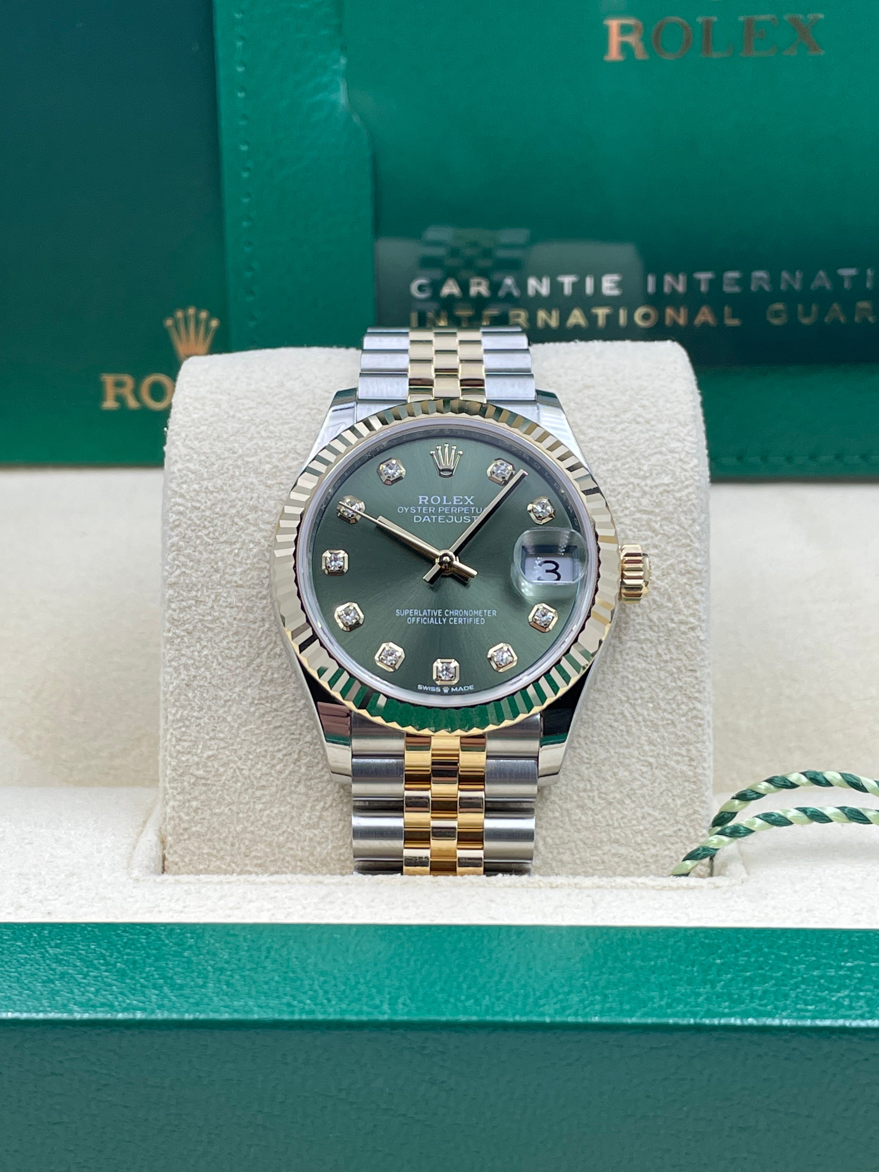 datejust 31mm green 10 Di*m*nd steel rolesor jubilee 278273