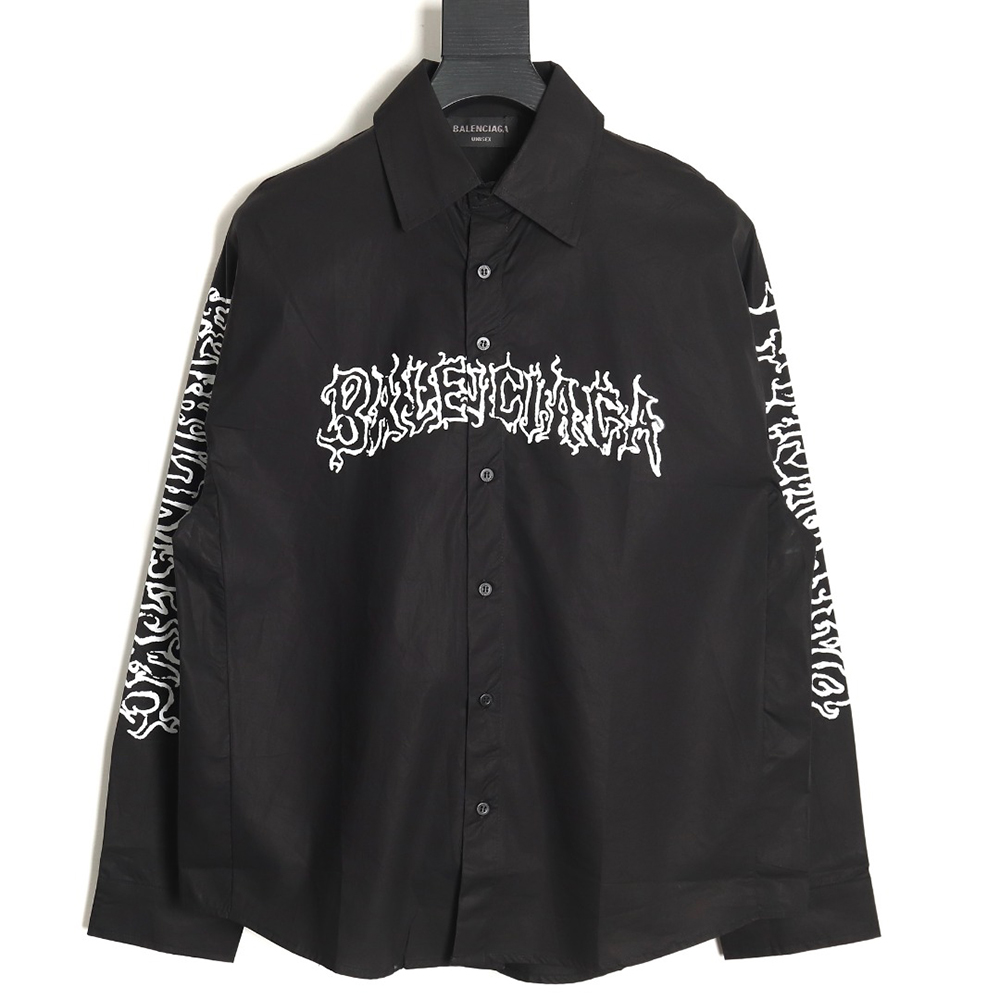 Ba*len*cia*ga 24fw hollow flame totem print long-sleeved shirt