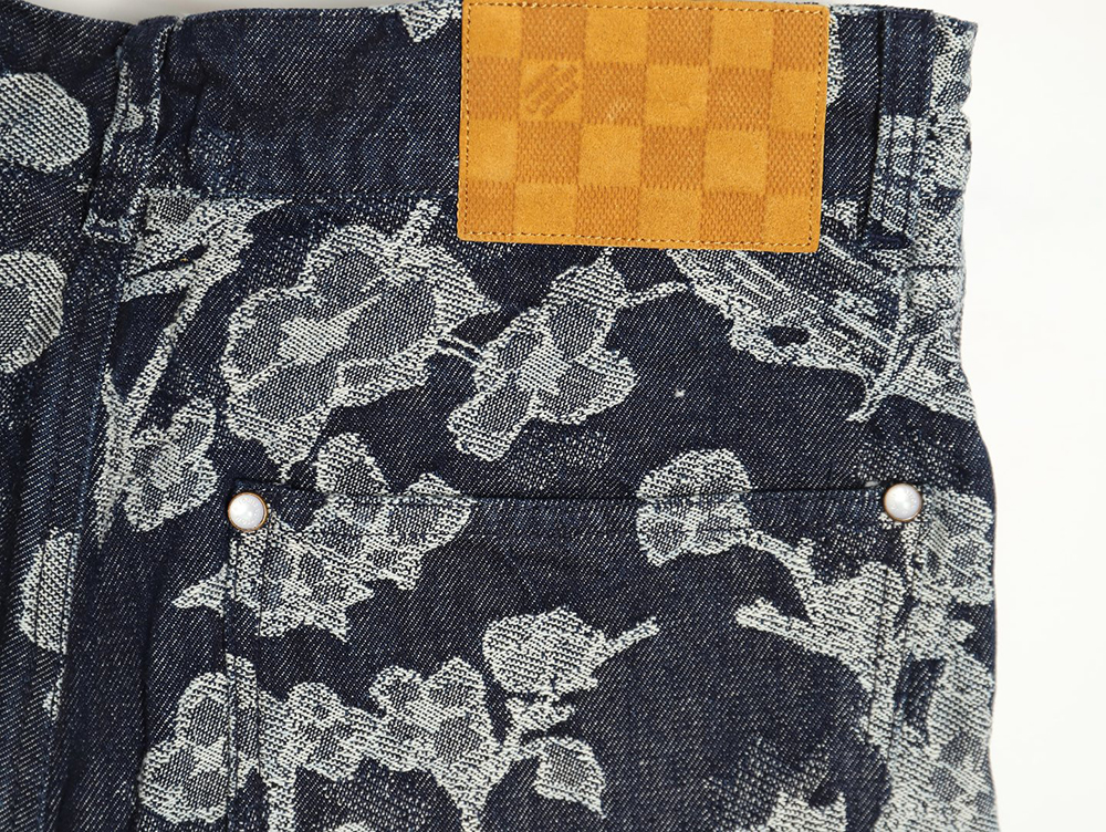 l0*is V*t0n waves floral jacquard denim short-sleeved shirt