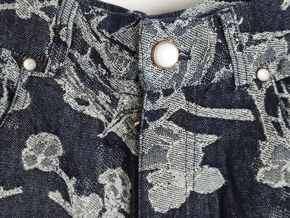 l0*is V*t0n waves floral jacquard denim short-sleeved shirt