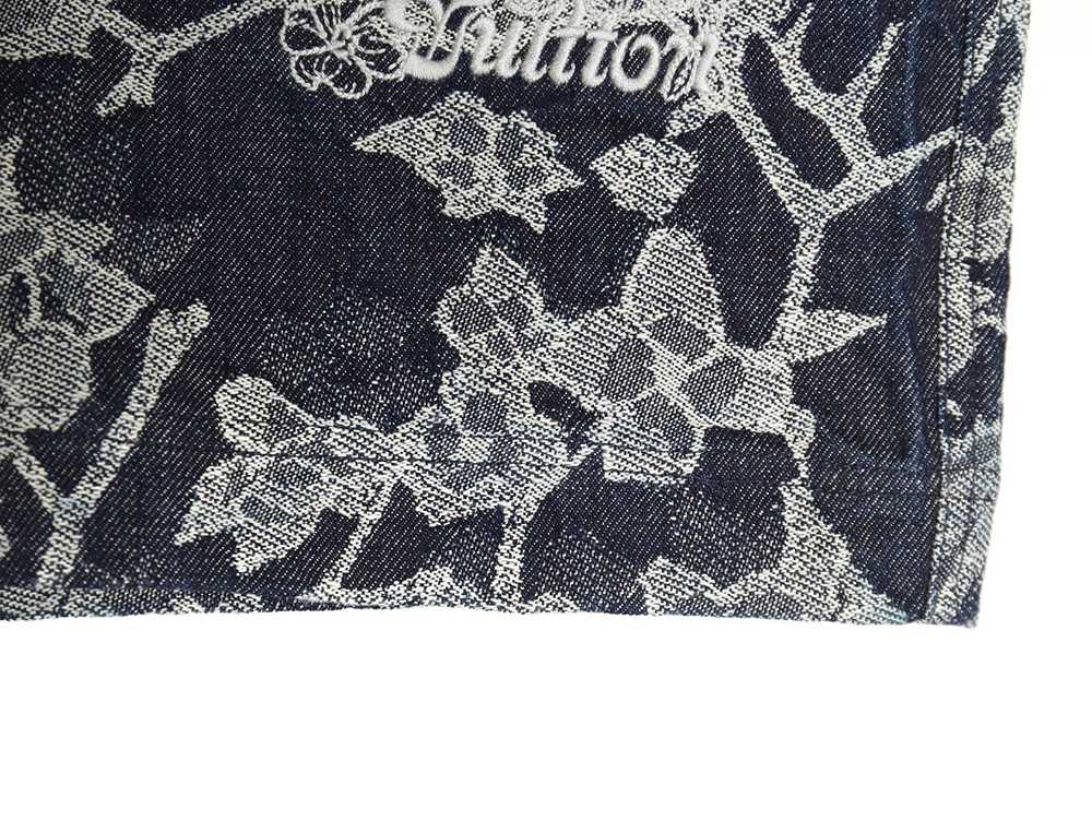 l0*is V*t0n waves floral jacquard denim short-sleeved shirt