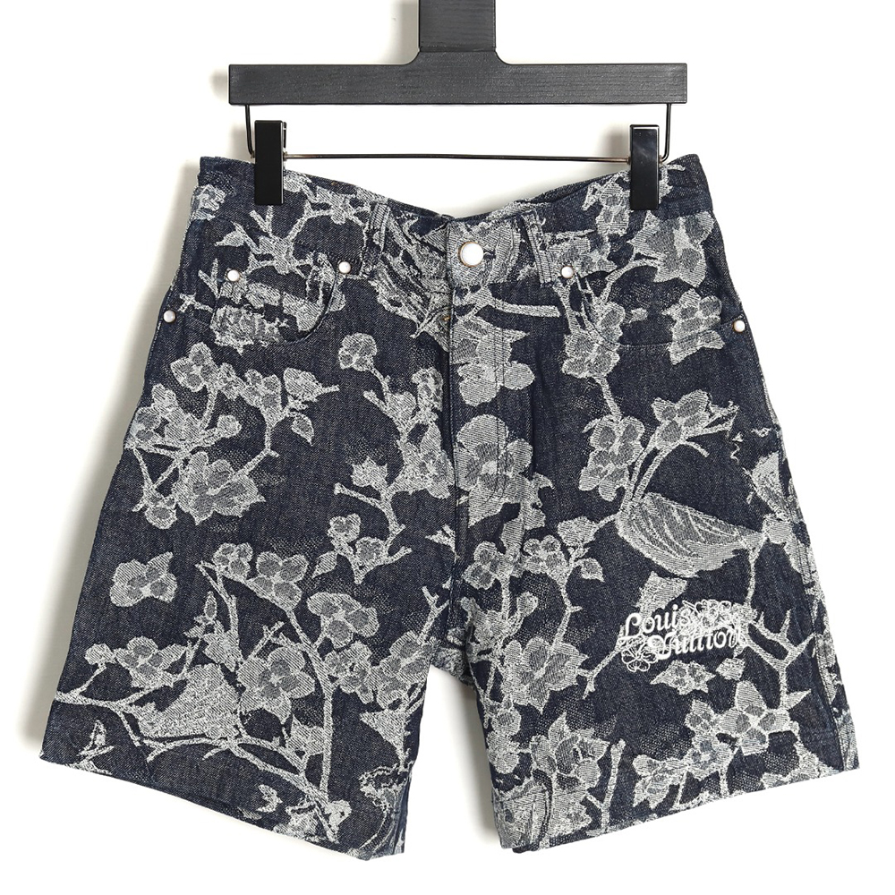 l0*is V*t0n waves floral jacquard denim short-sleeved shirt