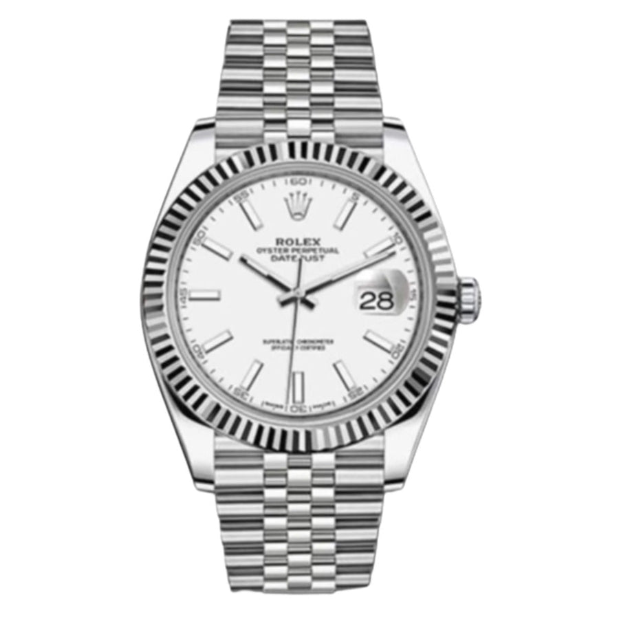 R*l*x - datejust 41mm jub flt 904l ss/ss white/stk 3235