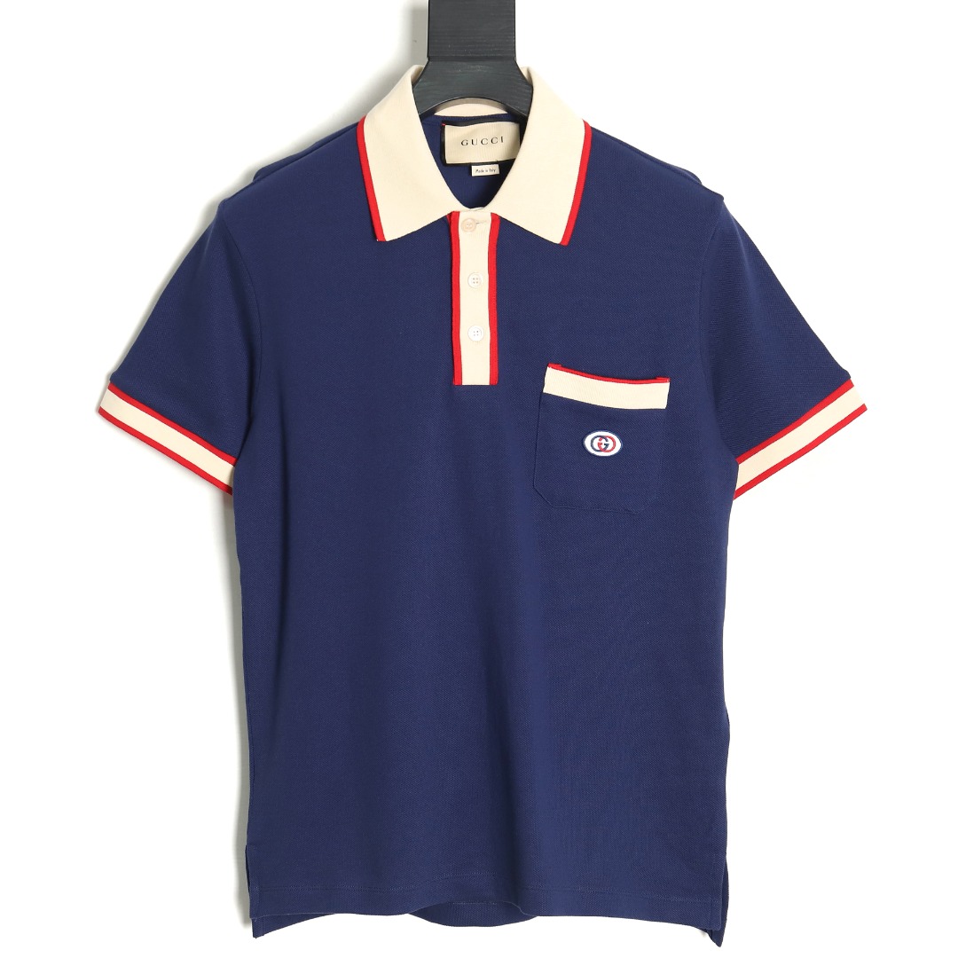 G*u*i classic pocket embroidered double g polo short sleeve