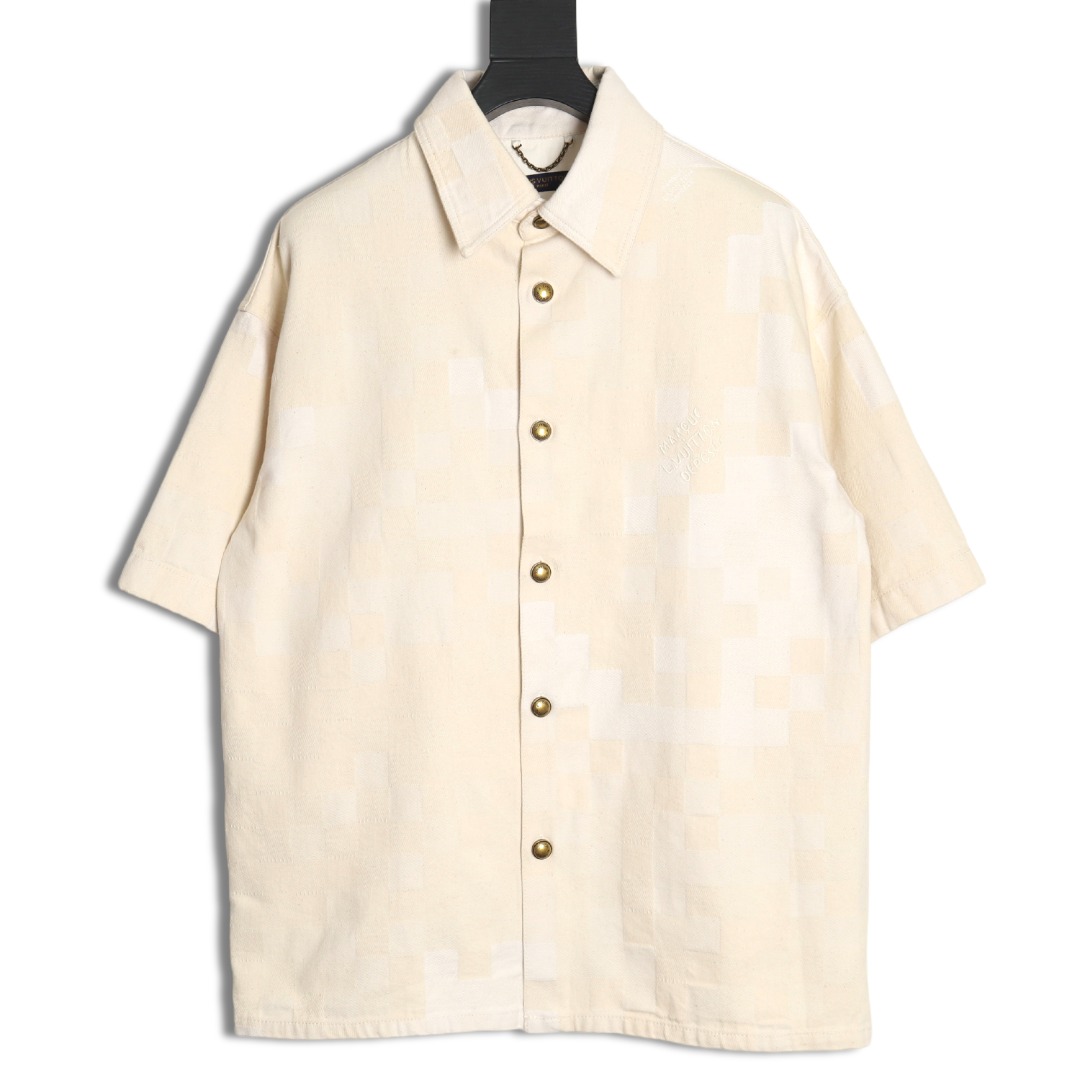 l0*is V*t0n checkerboard short sleeve shirt jacket